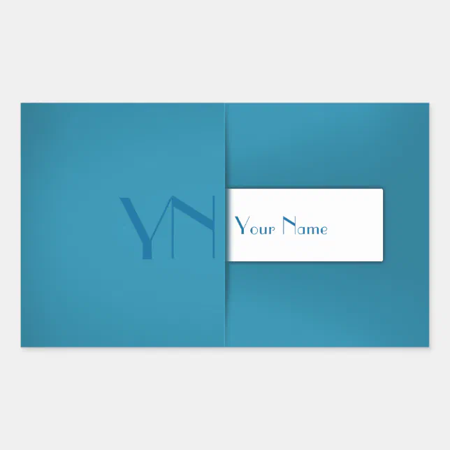 Blue Simple Monogram Modern Simple Blue Monogram Name Rectangular Sticker | Zazzle