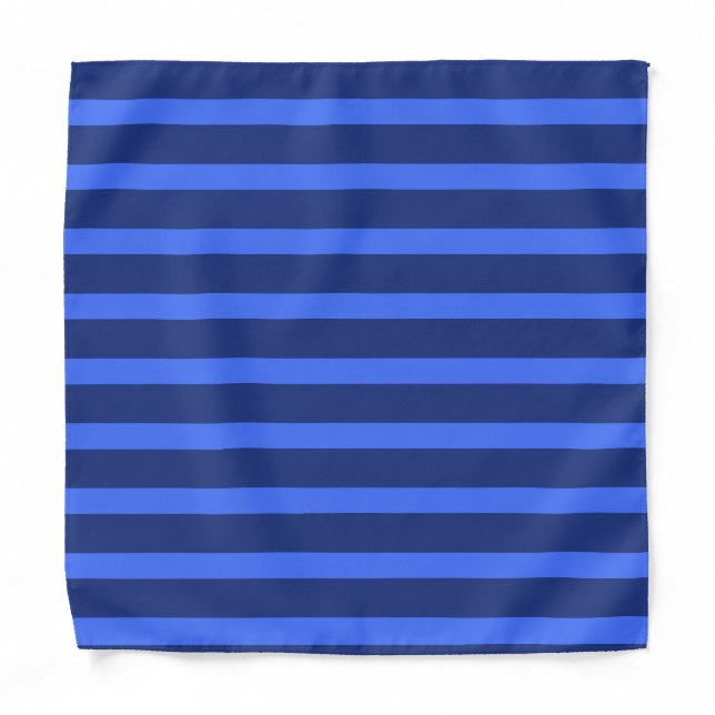 Modern Simple blue Navy Two Tone Stripe name Bandana (Front)