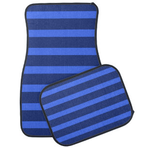 Modern Simple blue Navy Two Tone Stripe name Car Floor Mat