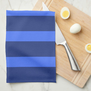 Modern Simple blue Navy Two Tone Stripe name Kitchen Towel