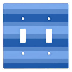 Modern Simple blue Navy Two Tone Stripe name Light Switch Cover