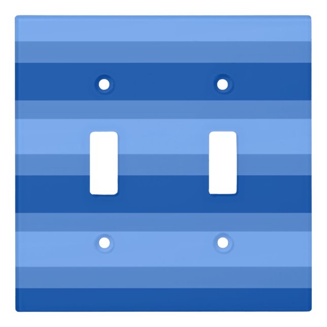 Modern Simple blue Navy Two Tone Stripe name Light Switch Cover (Front)