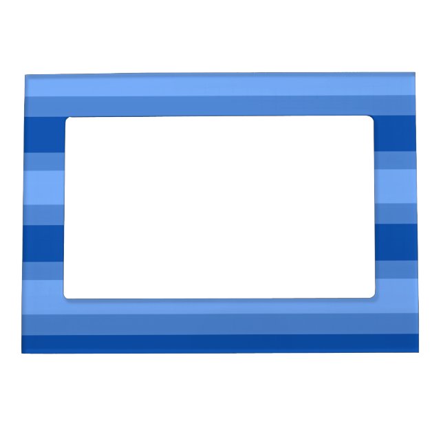 Modern Simple blue Navy Two Tone Stripe name Magnetic Frame (Front)