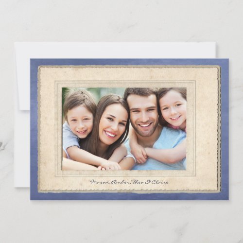 Modern Simple Blue Photo Happy Hanukkah Greeting Invitation