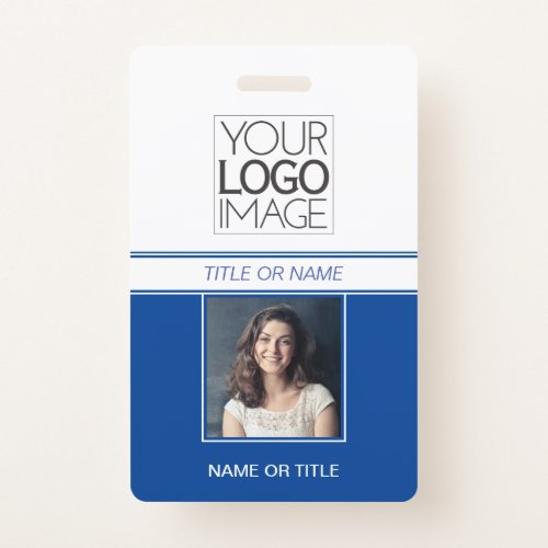 Modern Simple Blue Photo Professional Name Tag Badge