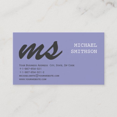 Modern Simple Blue Plain Design Business Card