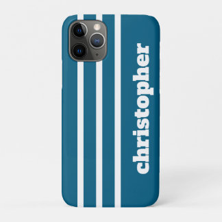 Modern Simple Blue Pool Monogram Name iPhone 11 Pro Case