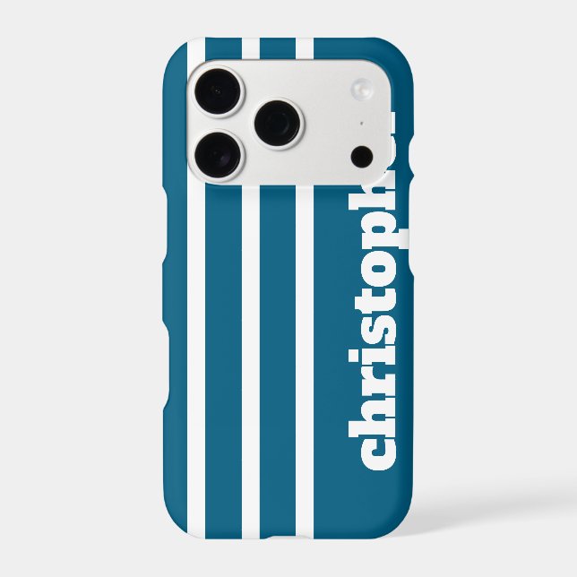 Modern Simple Blue Pool Monogram Name Iphone Case (Back)