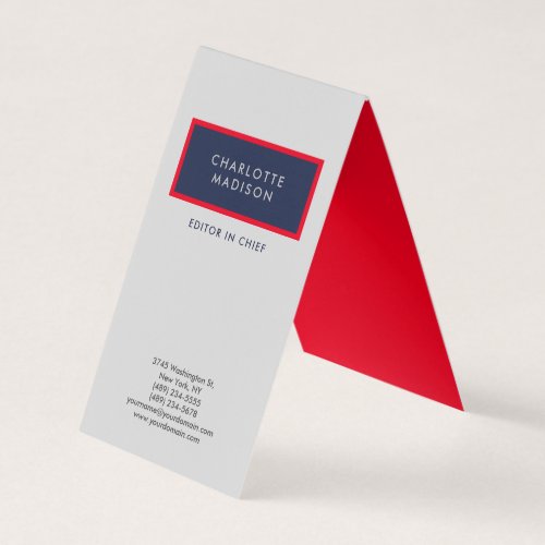 Modern Simple Blue Red Grey Minimalist Plain Business Card