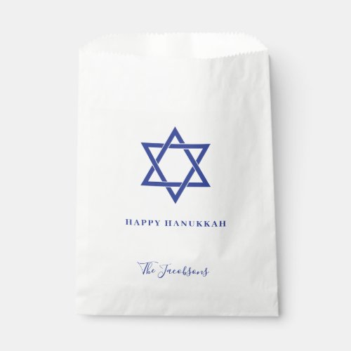 Modern Simple Blue Star of David Hanukkah Favor Bag
