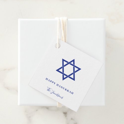 Modern Simple Blue Star of David Hanukkah Favor Tags