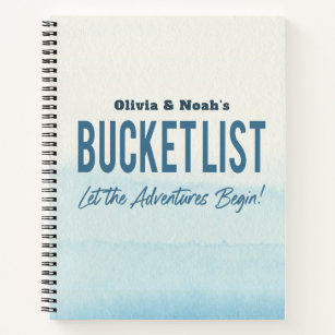 Modern Simple Blue Watercolor Adventure Bucket Notebook