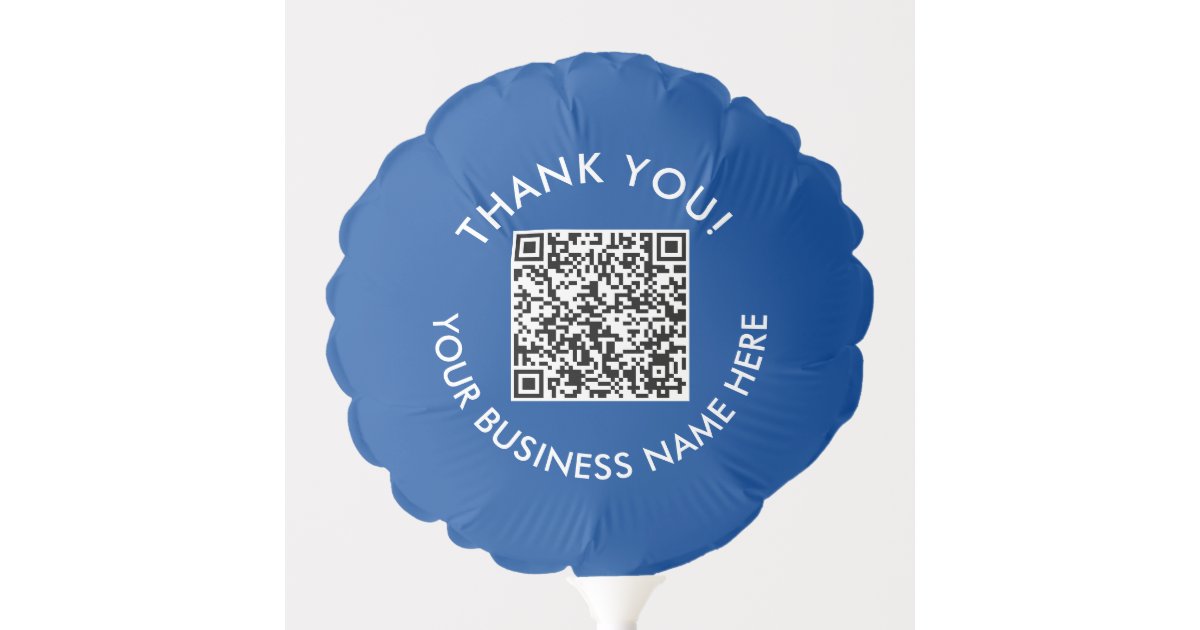 Modern Simple Blue Website Scan QR Code Party Balloon | Zazzle