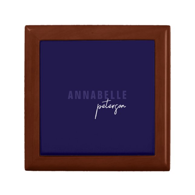 Modern Simple Blue & White Minimal Script Gift Box (Front)