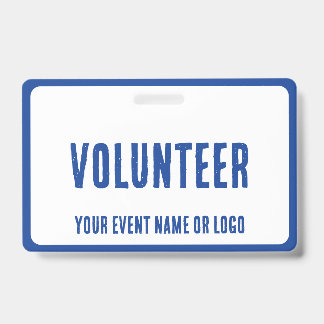 modern simple blue white volunteer event badge