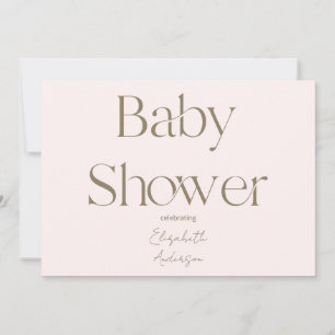 Modern & Simple Blush and Gold Baby Shower  Invitation