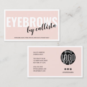 Modern Simple Blush Pink Border Logo Eyebrow Business Card