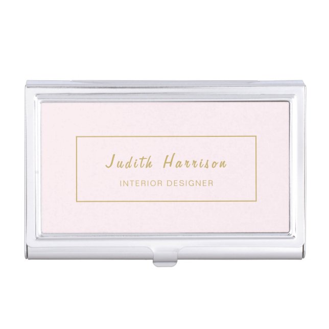Modern Simple Blush Pink Gold Business Card Case (Front)
