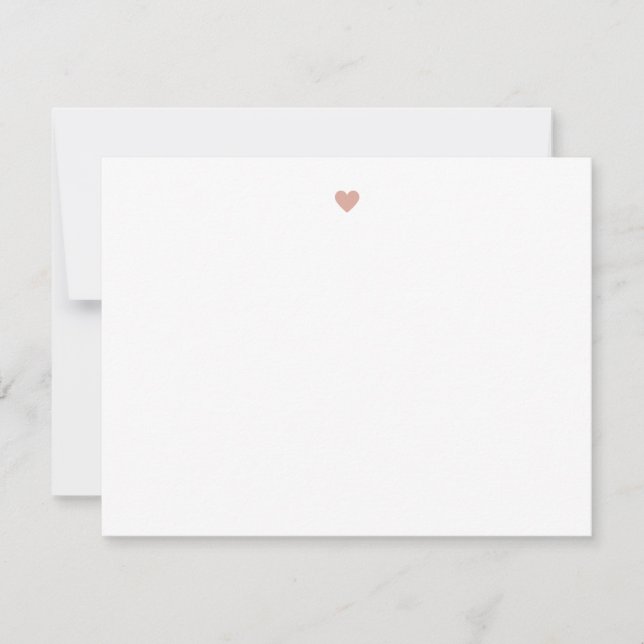 Modern Simple Blush Pink Heart Note Card (Front)