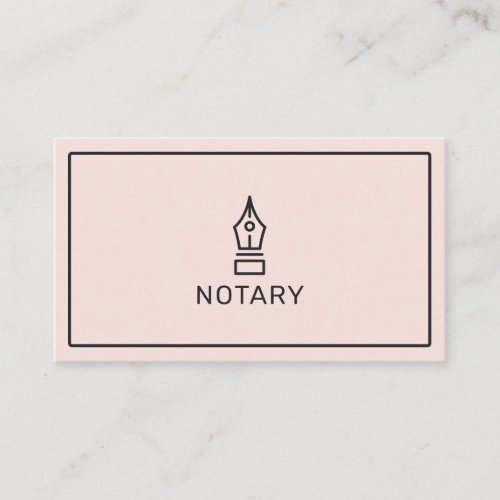 Modern simple blush pink notary loan signing agent business card