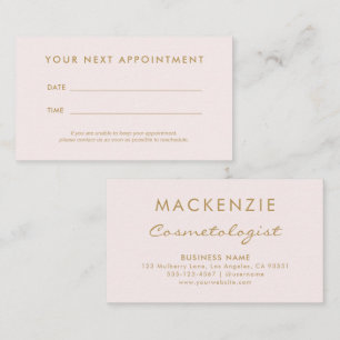 Modern Simple Blush Pink Salon Appointment Card