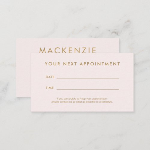 Modern Simple Blush Pink Salon Appointment Card