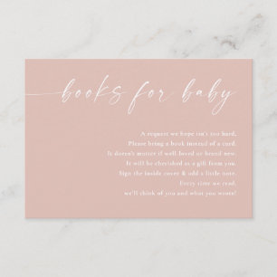 Modern simple blush pink white Books for Baby Enclosure Card