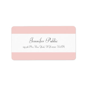 Modern Simple Blush Pink White Chic Calligraphed Label