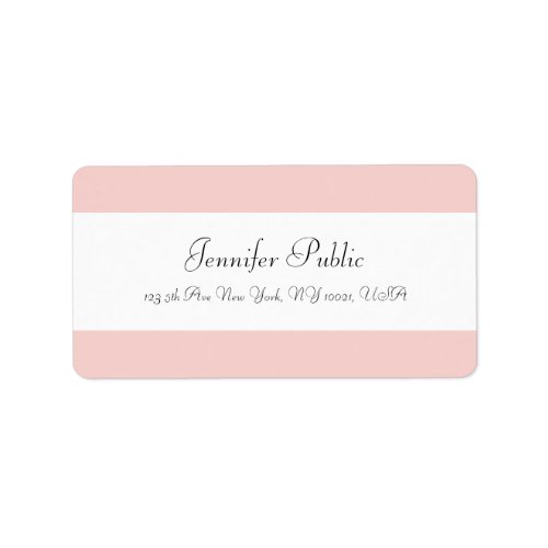 Modern Simple Blush Pink White Chic Calligraphed Label