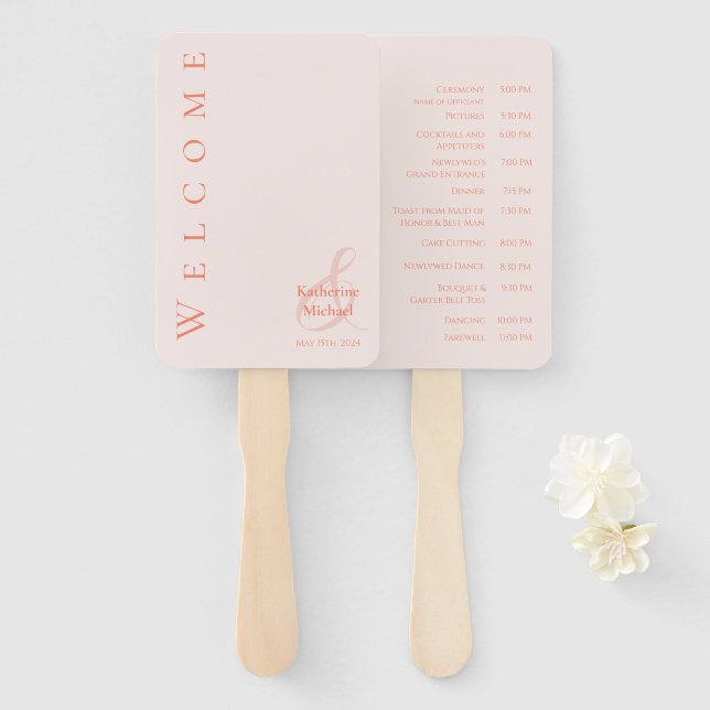 Modern Simple Blush-Wedding- Hand Fan (Front and Back)