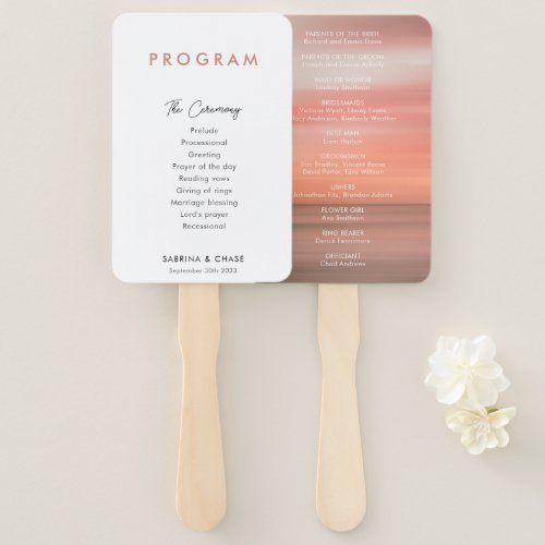 Modern Simple Blush Wedding Programs Hand Fan