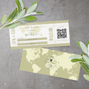 Modern Simple Boarding Pass Destination Wedding  Invitation