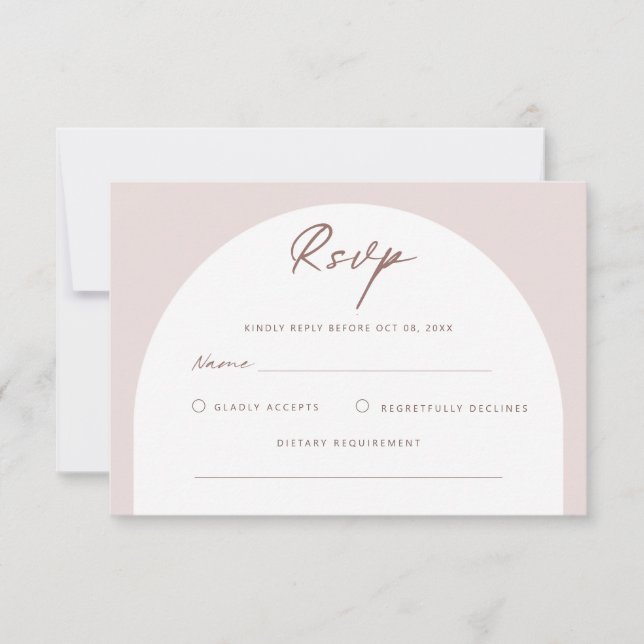 Modern Simple Bohemian Arch RSVP Reply Card (Front)