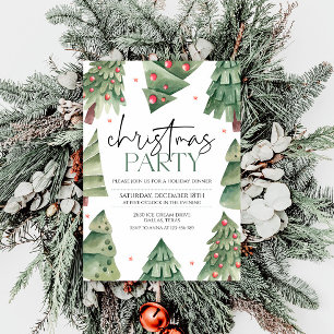 Modern Simple Boho Christmas Tree Party Invitation
