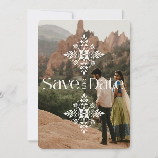 Modern Simple Boho Wedding Photo Save the Date Invitation (Front)
