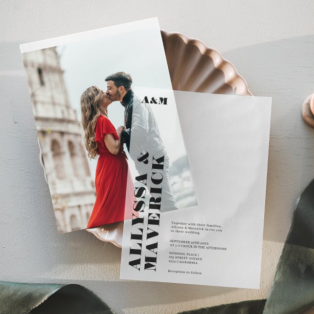 Modern Simple Bold Black Typography Wedding Vellum Invitations (Modern Simple Bold Black Typography Wedding Vellum Invitations)