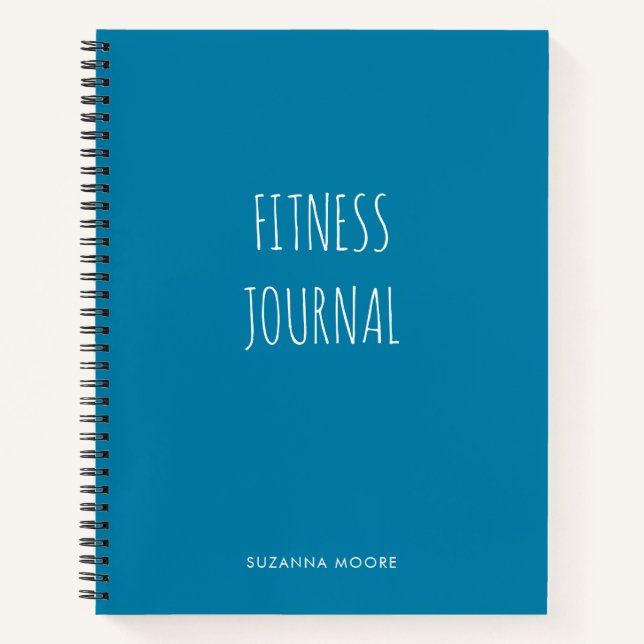 Modern Simple Bold Blue Gym Workout Health Fitness Notebook (Front)