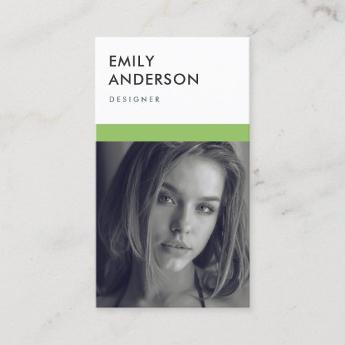 MODERN SIMPLE BOLD GREEN PERSONAL PHOTO IDENTITY BUSINESS CARD