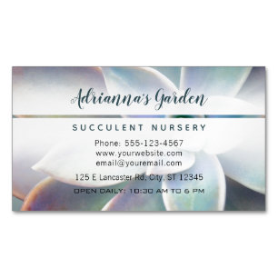 Modern Simple Botanical Succulent Nursery Photo Business Card Magnet