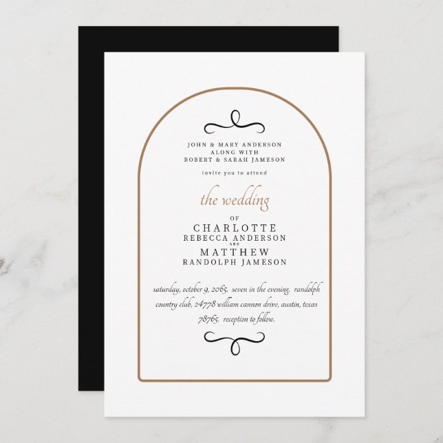 Modern Simple Both Parents Geometric Wedding Invitation (Front/Back)