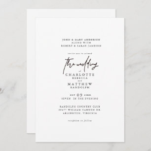 Modern Simple Both Sets Parents Wedding Invitation
