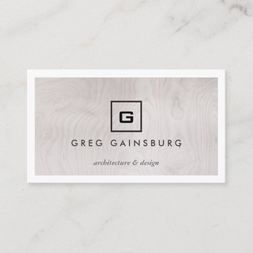 Customizable MODERN &amp; SIMPLE BOX LOGO on GRAY WOODGRAIN Business Card Template