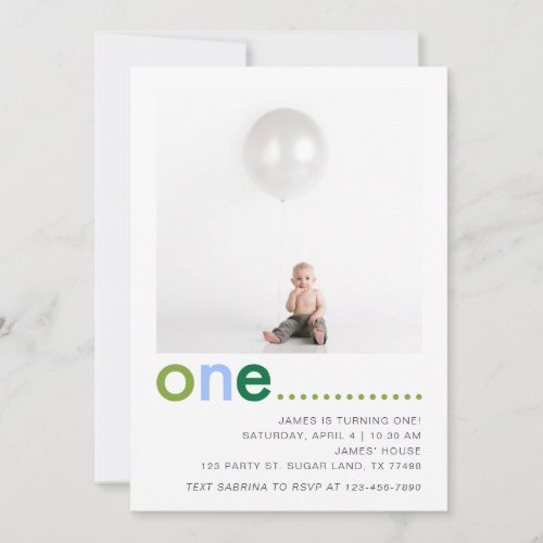 Modern Simple Boys First Birthday Party Invitation