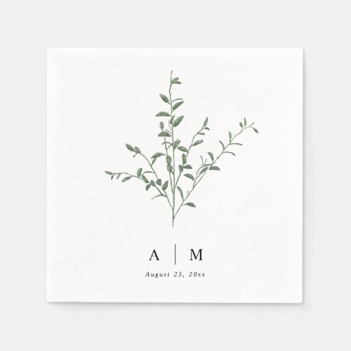 Modern Simple Branch Botanical Wedding Napkins