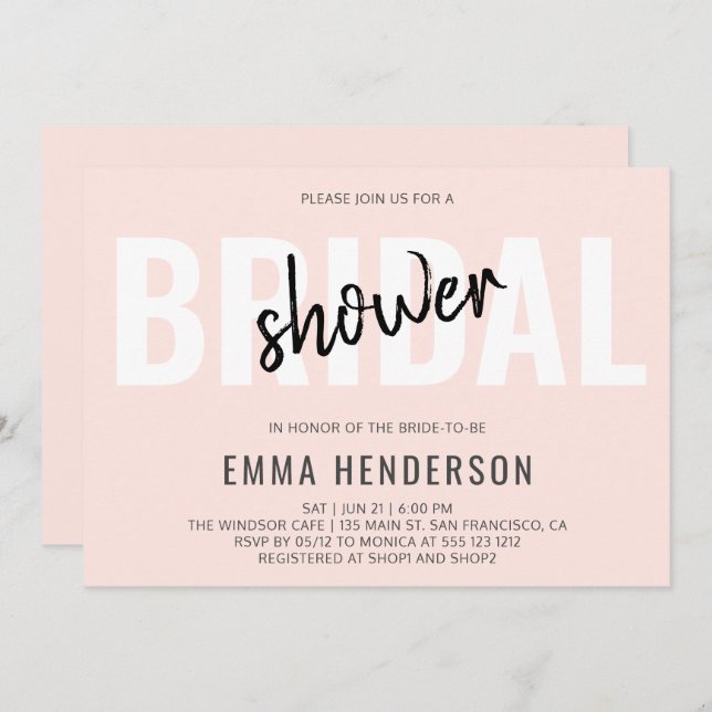 Modern Simple Bridal Shower Invitation (Front/Back)