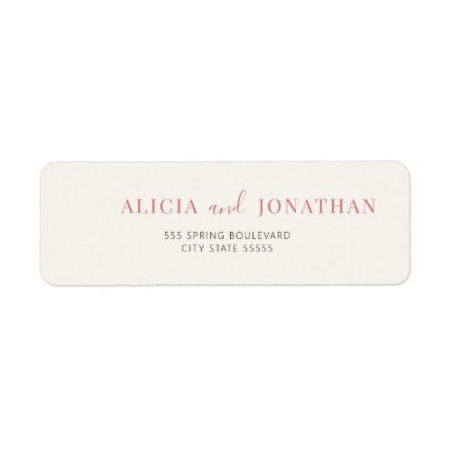 Modern simple bride and groom cream return address label