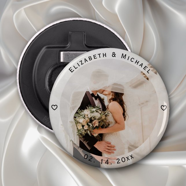Modern Simple Bride and Groom Photo Wedding Favor  Bottle Opener (Creator Uploaded)