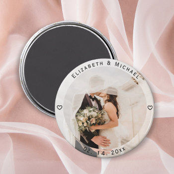 Modern Simple Bride And Groom Photo Wedding Favor Magnet by littleteapotdesigns at Zazzle