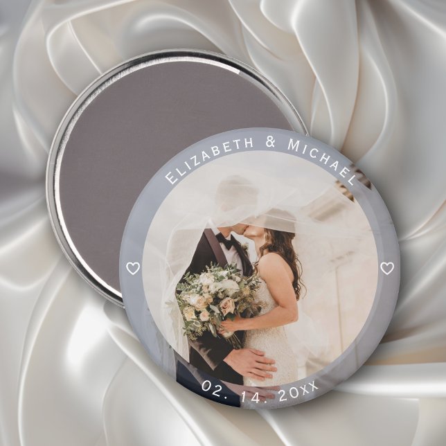 Modern Simple Bride and Groom Photo Wedding Favor Magnet (Creator Uploaded)