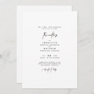 Modern Simple Bride Parents Wedding Invitation